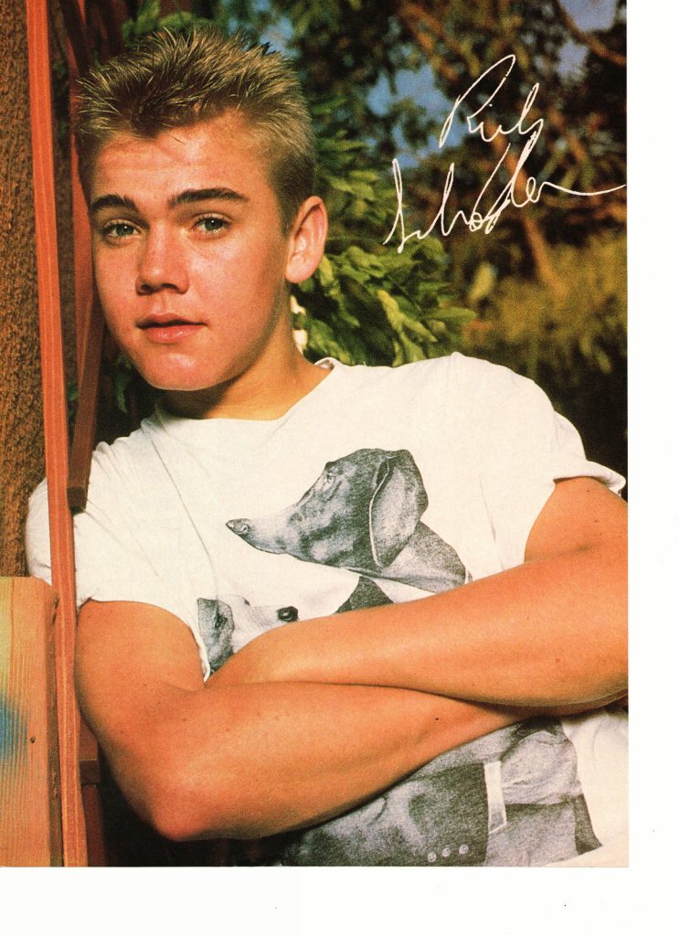 Ricky Schroder teen magazine pinup clipping leaning in Tiger Beat white