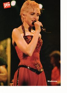 Madonna teen magazine pinup clipping red dress at night live on stage Teen Beat