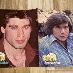 Leif Garrett John Travolta teen magazine poster clipping Open black shirt looking away Bop