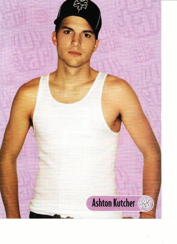 Ashton Kutcher teen magazine pinup clipping nice arms black hat Tiger Beat Bop