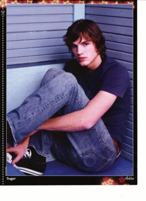 Ashton Kutcher teen magazine pinup clipping by a house nice butt Popstar Bop