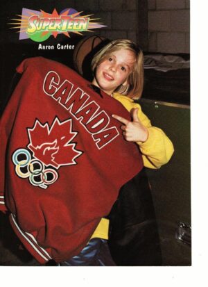 Aaron Carter Backstreet Boys teen magazine pinup clipping Canada red jacket Bop
