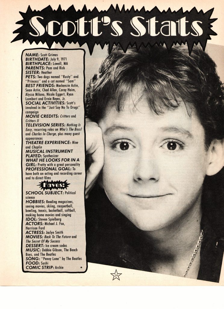 Scot Grimes teen magazine pinup clipping the stats - Teen Stars Forever ...