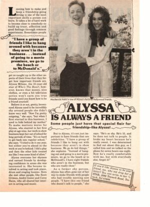 Alyssa Milano teen magazine pinup clipping always a friend