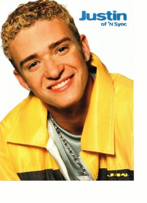 Justin Timberlake Nsync teen magazine pinup clipping yellow jacket