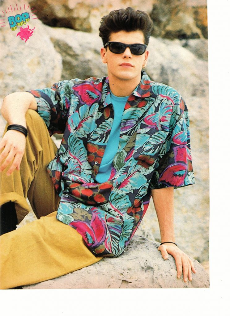 Jordan Knight teen magazine pinup clipping on the rocks with sunglasses ...