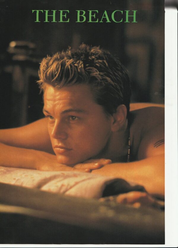 Leonardo Dicaprio teen magazine pinup clipping 90's shirtless in bed Beach