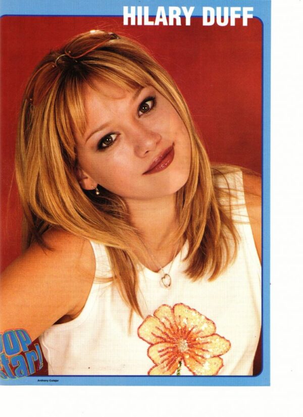 Hilary Duff wearing a flower shirt Popstar magazine