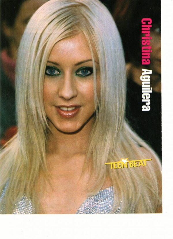 Christina Aguilera silver shirt close up Teen Beat magazine