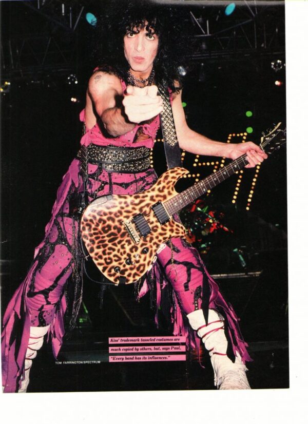 Kiss teen magazine pinup clipping purple pants on stage Rockline