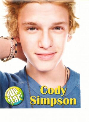 Cody Simpson teen magazine pinup close up blue shirt Pop Star