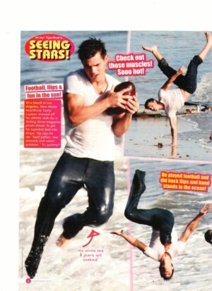 Taylor Lautner wet jeans football batefoot