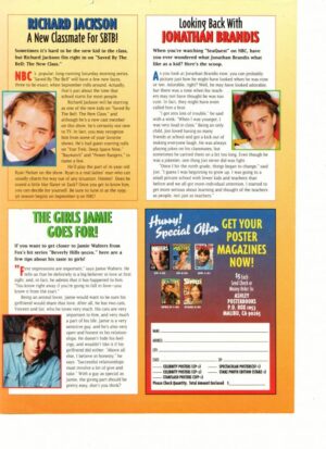 Jonathan Brandis Jamie Walters teen magazine pinup clipping Seaquest Starz cover