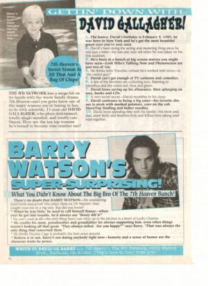 David Gallagher Barry Watson teen magazine pinup clipping 7th Heaven Get down