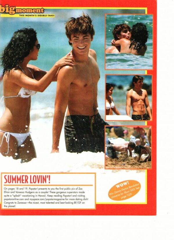 Zac Efron teen magazine pinup clipping shirtless beach King of the Jungle