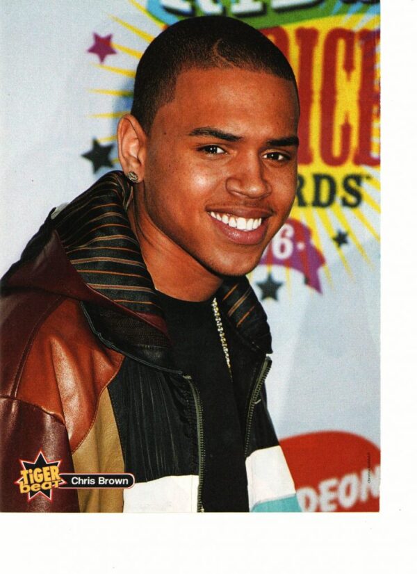 Chris Brown teen magazine pinup clipping brown jacket Tiger Beat