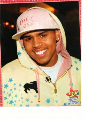 Chris Brown teen magazine pinup clipping white hat on Tiger Beat