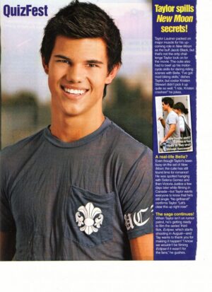 Taylor Lautner teen magazine pinup clipping purple shirt Twilight New Moon close