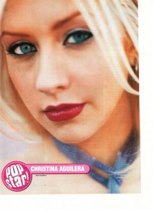 Christina Aguilera teen magazine pinup clipping teen idol close up purple shirt