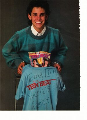 Jeremy Licht teen magazine pinup clipping autographed shirt 1980's Hogan Family