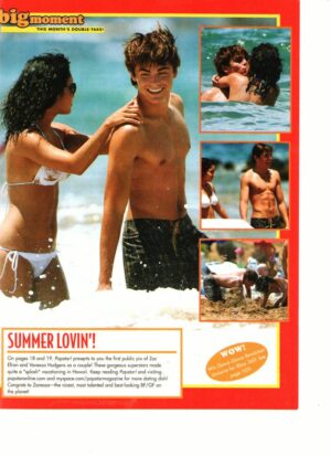 Zac Efron Vanessa Hudgens teen magazine pinup clipping shirtless beach