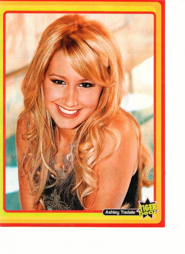 Ashley Tisdale teen magazine pinup clipping Tiger Beat close up black shirt eyes