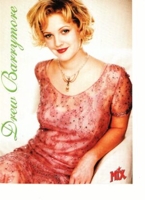 Drew Barrymore teen magazine pinup clipping 50 First Dates Mix pink dress 90's