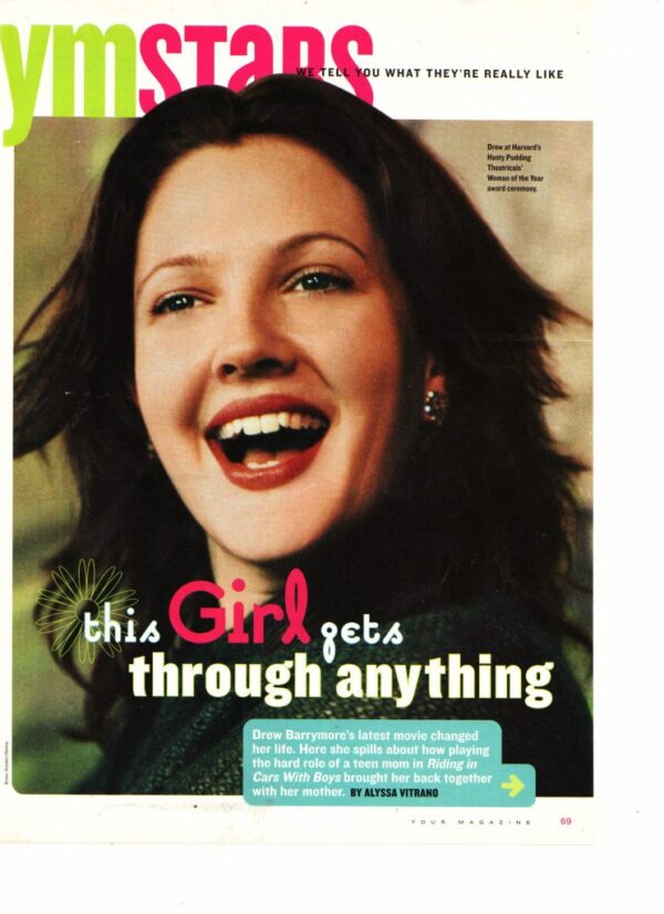 Drew Barrymore teen magazine pinup clipping Never Been Kissed 90's YM Stars