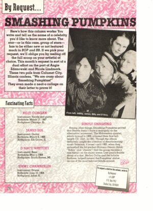 Smashing Pumpkins rock band Bop magazine article