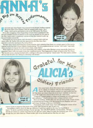 Alicia Silverstone Anna Paquin teen magazine pinup clipping Bop 90's friends