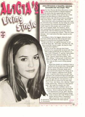 Alicia Silverstone teen magazine pinup clipping Bop 90's living single Clueless