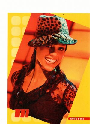 Alicia Keys teen magazine pinup clipping see through shirt hat M magazine 2002