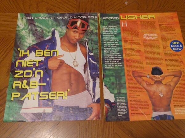 Usher teen magazine pinup clipping shirtless underwear R and B 90's