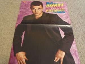 Robbie Williams Take That teen magazine poster clipping Popcorn black suit