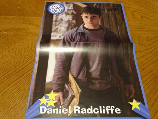 Daniel Radcliffe holding books Harry Potter poster centerfold 2 page