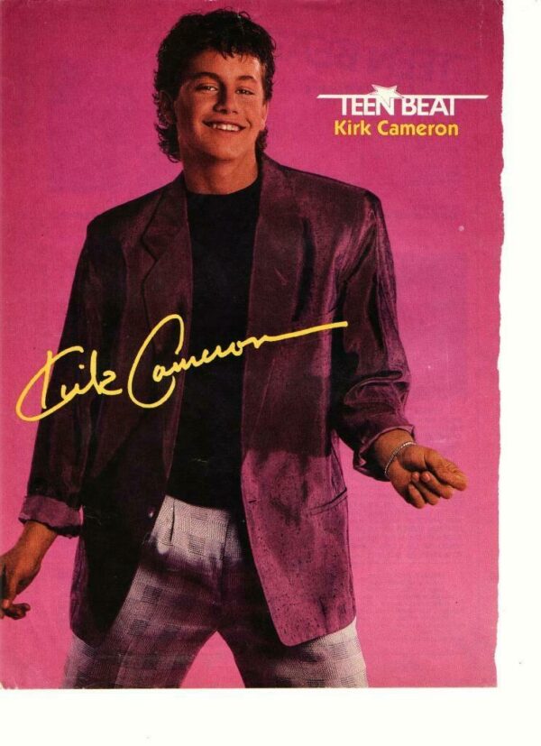 Kirk Cameron teen magazine pinup clipping purple jacket Teen Beat Growing Pains