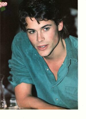 Rob Lowe teen magazine pinup clipping Beautiful & Twisted 1980's blue shirt
