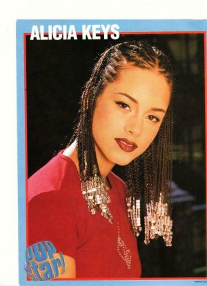 Alicia Keys teen magazine pinup clipping braided hair red shirt Pop Star 2002