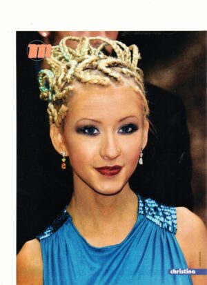 Christina Aguilera braided hair bue shirt M magazine