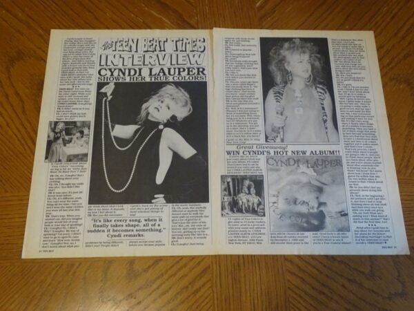 Cyndi Lauper teen magazine clipping shows her true colors Teen Beat