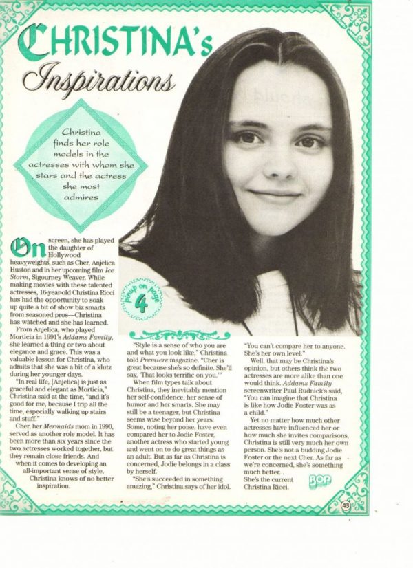 Christina Ricci teen magazine clipping inspirations Bop