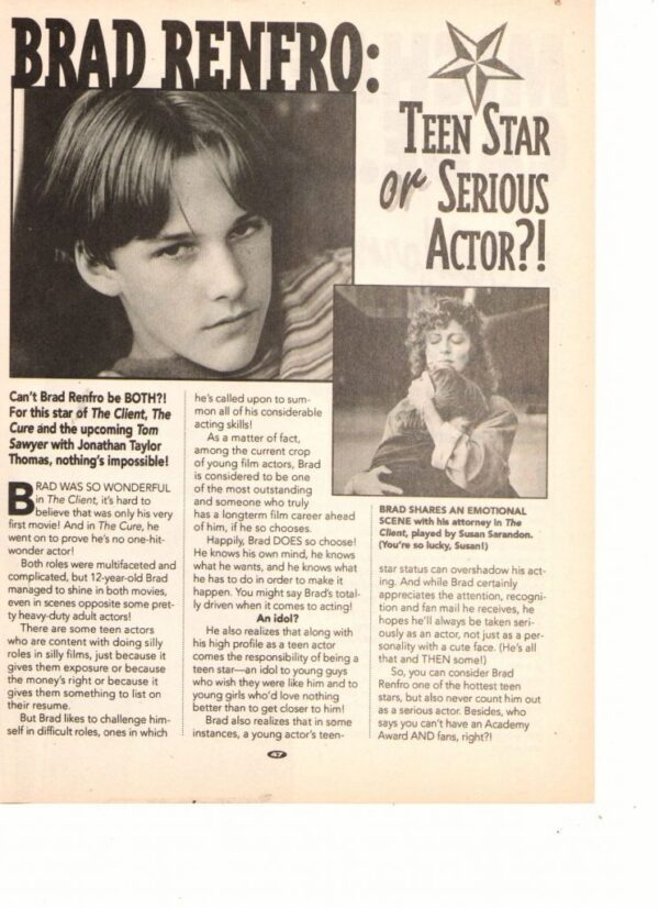 Brad Renfro teen stars actor Starz magazine