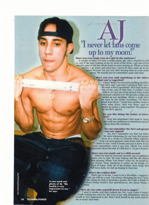 Nick Carter AJ Mclean Backstreet Boys teen magazine pinup shirtless ...