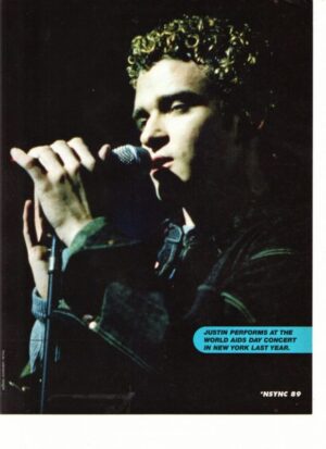 Justin Timberlake Lance Bass teen magazine pinup close up on stage Nsync