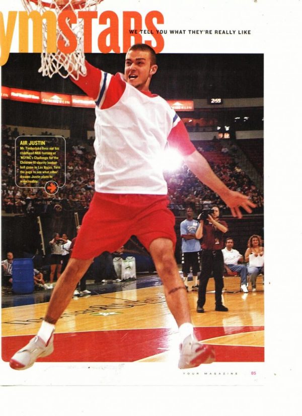 Justin Timberlake Nsync teen magazine pinup playing basketball YM Stars