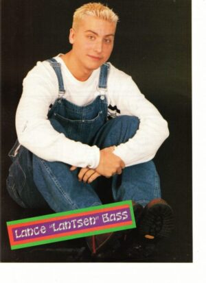 Lance Bass Nsync teen magazine pinup overalls sitting down