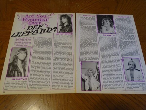 Def Leppard teen magazine clipping goes from steel to metal BB