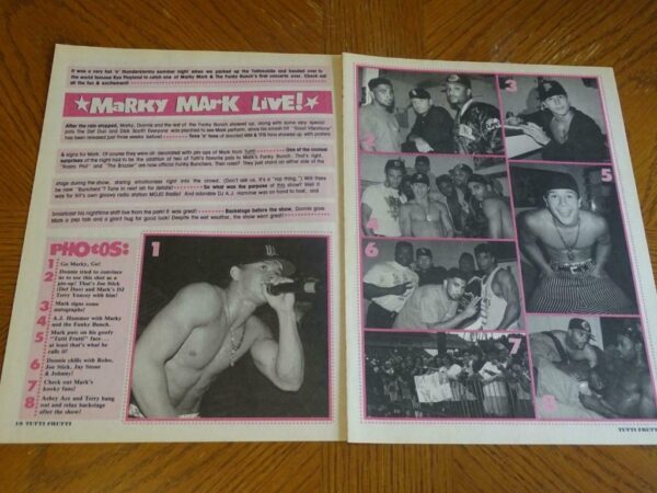 Marky Mark Wahlberg teen magazine pinup clipping shirtless Tutti Frutti live
