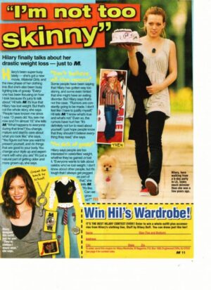 Hilary Duff teen magazine clipping I'm not to skinny