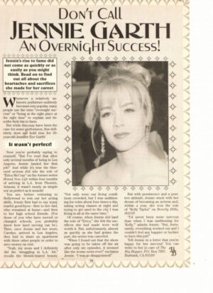 Jennie Garth teen magazine clipping don't call Jennie an overnight success